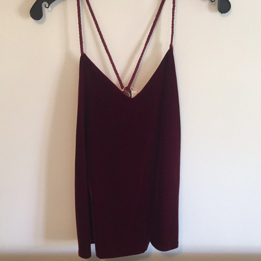 Derek Lam 10 Crosby burgundy velvet tank